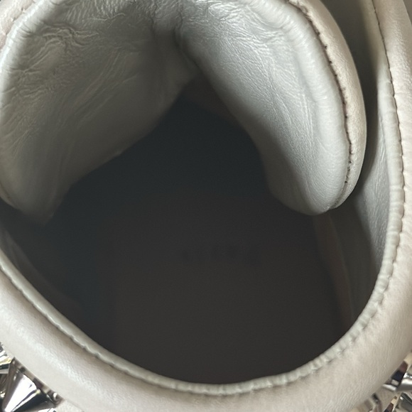 Christian Louboutin winter spikes flat calf leather motorcycle combat boot 37.5 - Picture 5 of 12